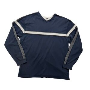 XG Extreme Gear Men's Large Blue Colorblock Long Sleeve Skater Shirt Y2K